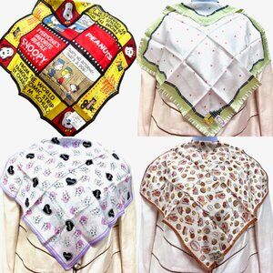 Bundle 4 Handkerchief Cotton 18-19" LULU Guinness -Peanuts Charle Brown-Mimo(85)